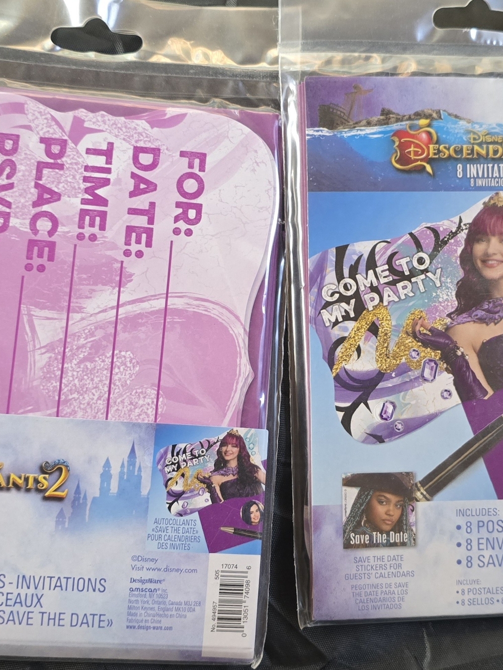 Disney Descendants Purple 'Come to My Party' Invitations with Gold Accent